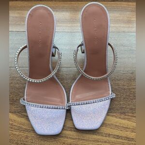 Amina Muaddi Gilda Glitter Mules gently worn 2x w/ original box and dustbag